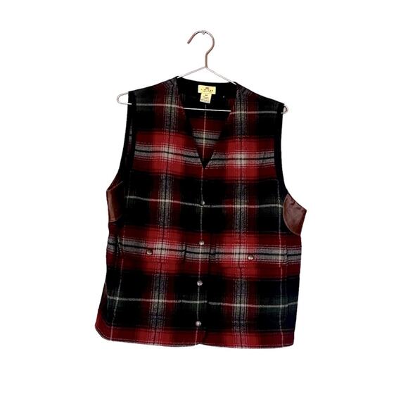 Vintage Limited America Wool Plaid Snap Patch Pocket Vest size medium - Picture 1 of 6